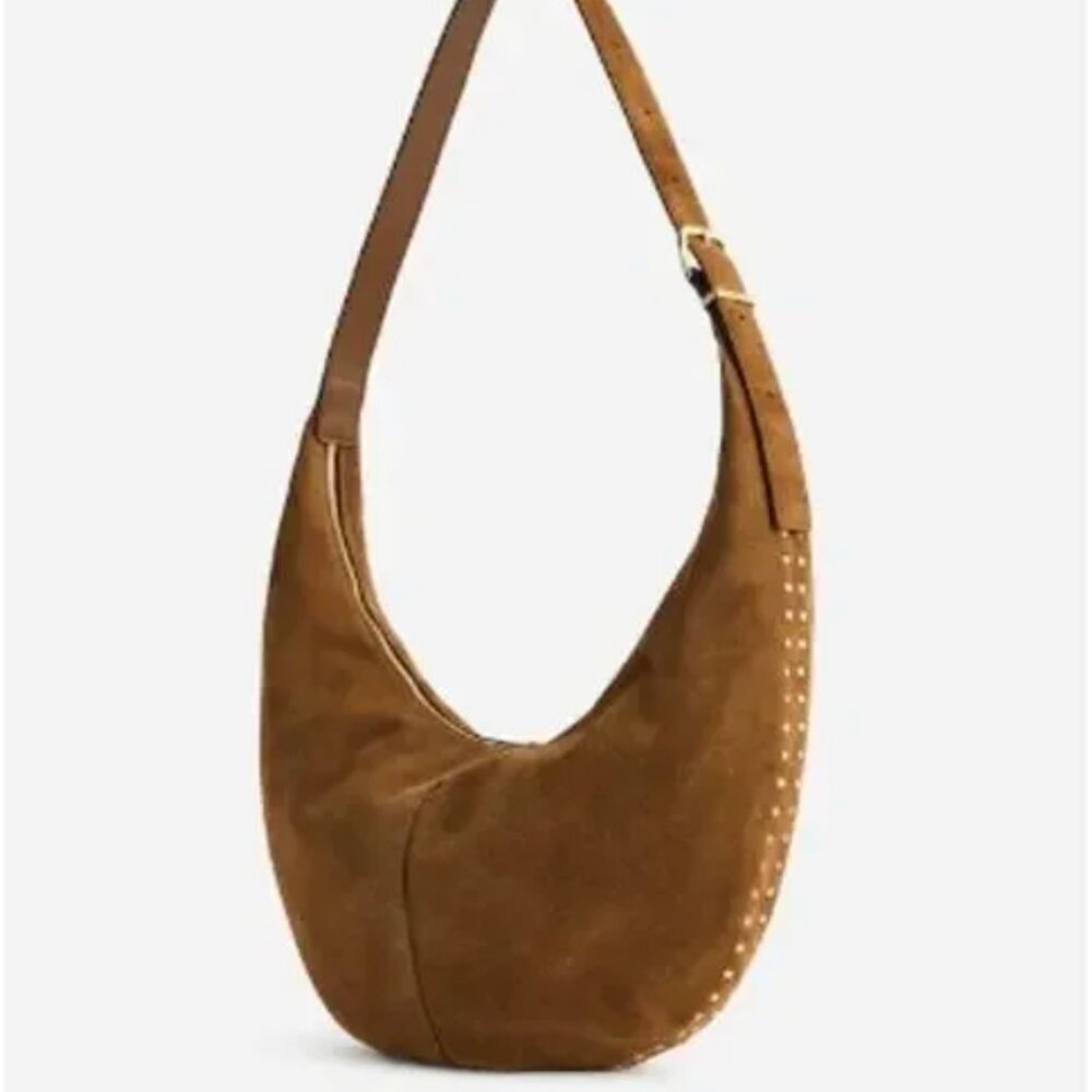 NWOT Madewell Essential Curve Bag - Suede Hobo Bag Adjustable Strap Cognac